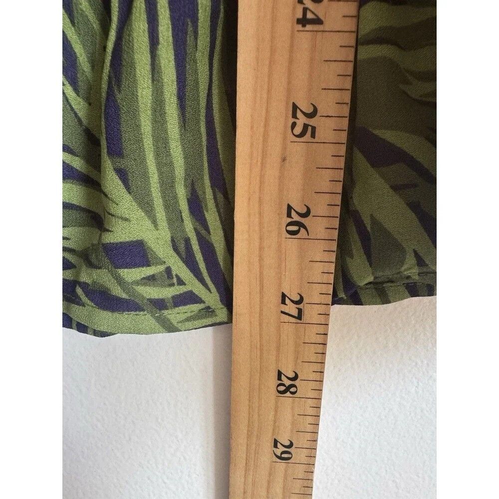 Bon Worth Tropical Leaf Print Blouse Ruffle Oversized Boxy Size Small